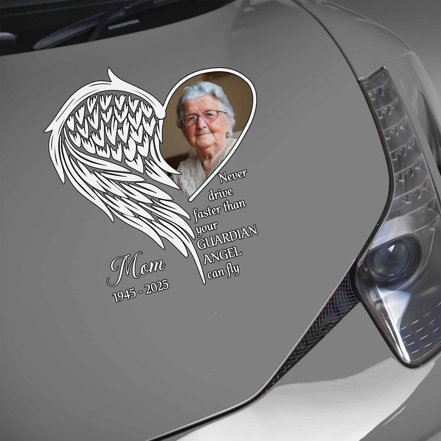 Personalized photo memorial decal with angel wings for car window memorial gift image 6