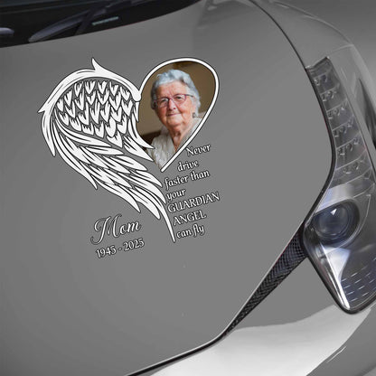 Personalized photo memorial decal with angel wings for car window memorial gift image 6