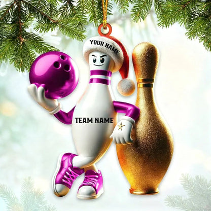Acrylic Ornament material and size view - Personalized Bowling Christmas Ornament
