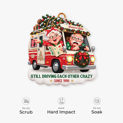 Still Driving Each Other Crazy Personalized Acrylic Ornament - Funny Road Trip Christmas Keepsake for Couples