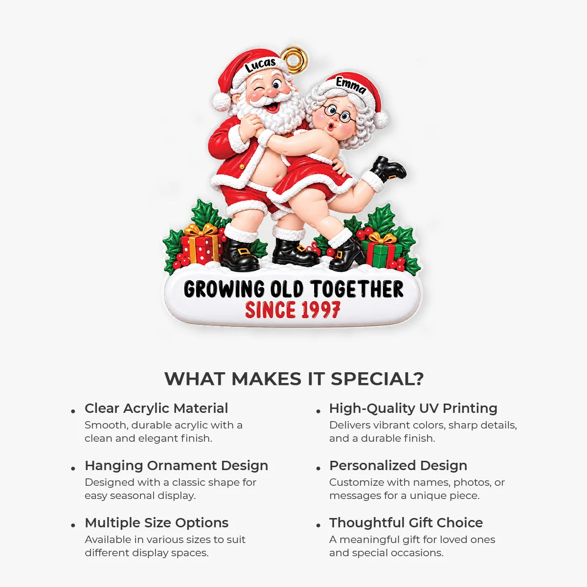 Growing Old Together Personalized Acrylic Ornament - Funny Christmas Keepsake Gift for Couples