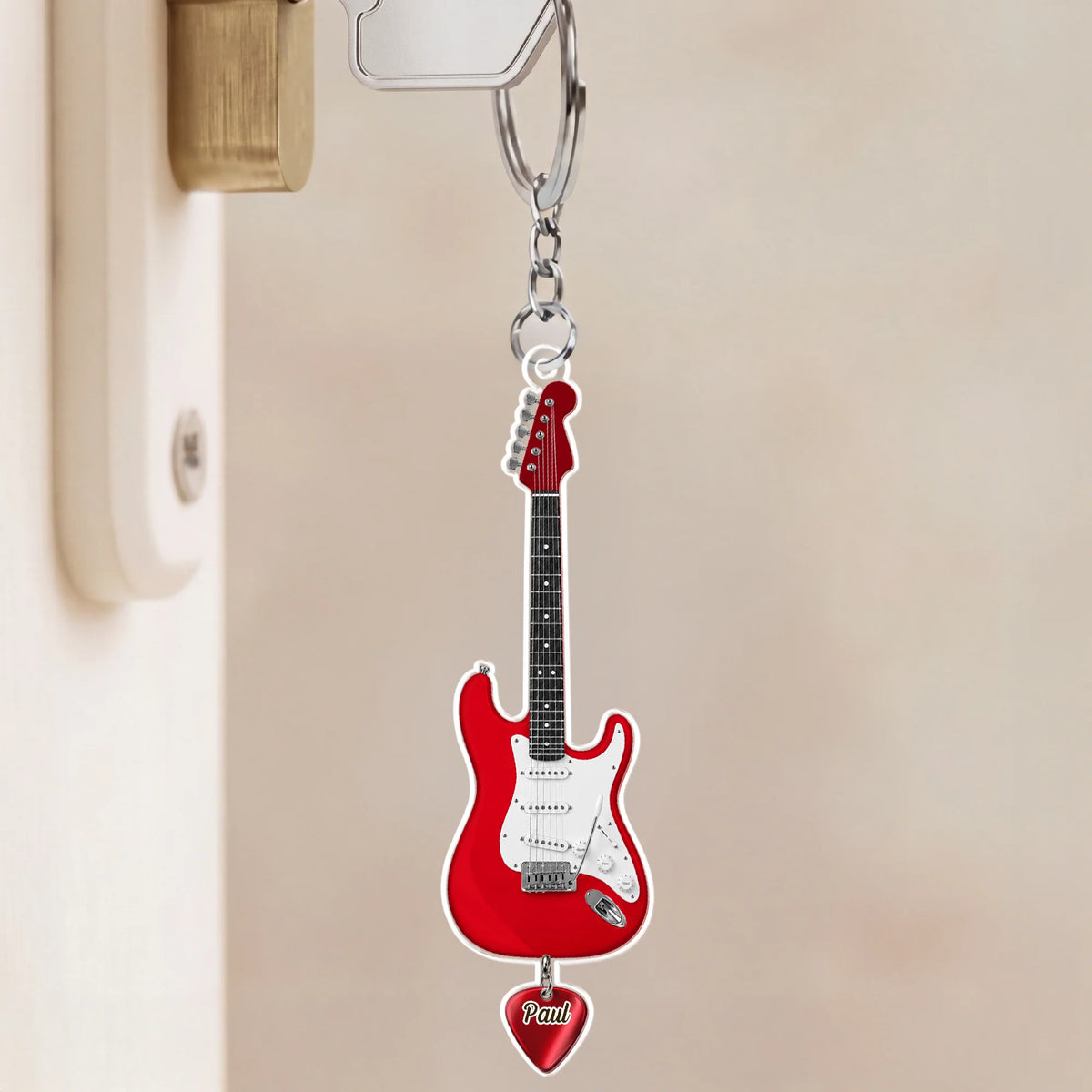 Personalized Guitar Pick Keychain with Name – Custom Music Gift for Guitar Lovers