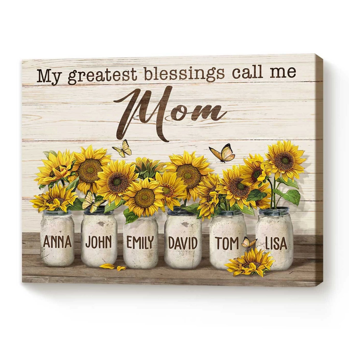 "My Greatest Blessings Call Me Mom" - Personalized Canvas / Poster Wall Art Gift for Mom