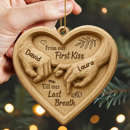 Wooden Ornament material and size view - Custom Couples Ornament