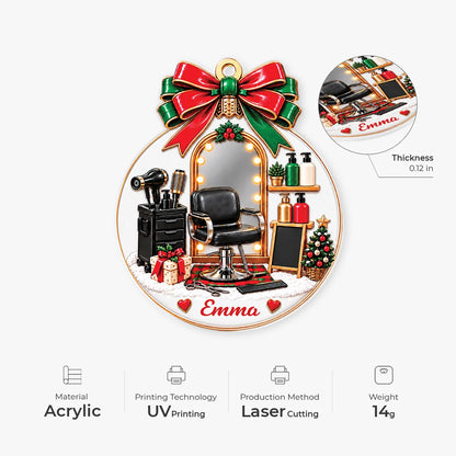 Hair Salon Station Personalized Acrylic Ornament - Christmas Gift for Hair Stylist