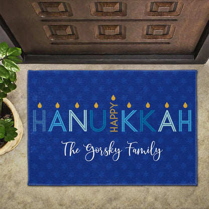 Happy Hanukkah Custom Doormat With Candles