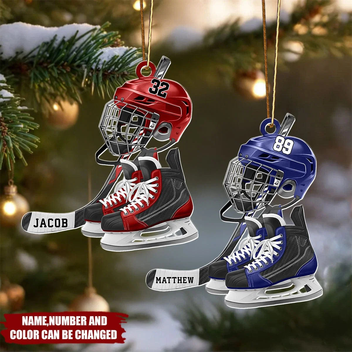 Custom Hockey Gear Acrylic Ornament - Personalized Player Keepsake Gift