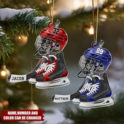Custom Hockey Gear Acrylic Ornament - Personalized Player Keepsake Gift