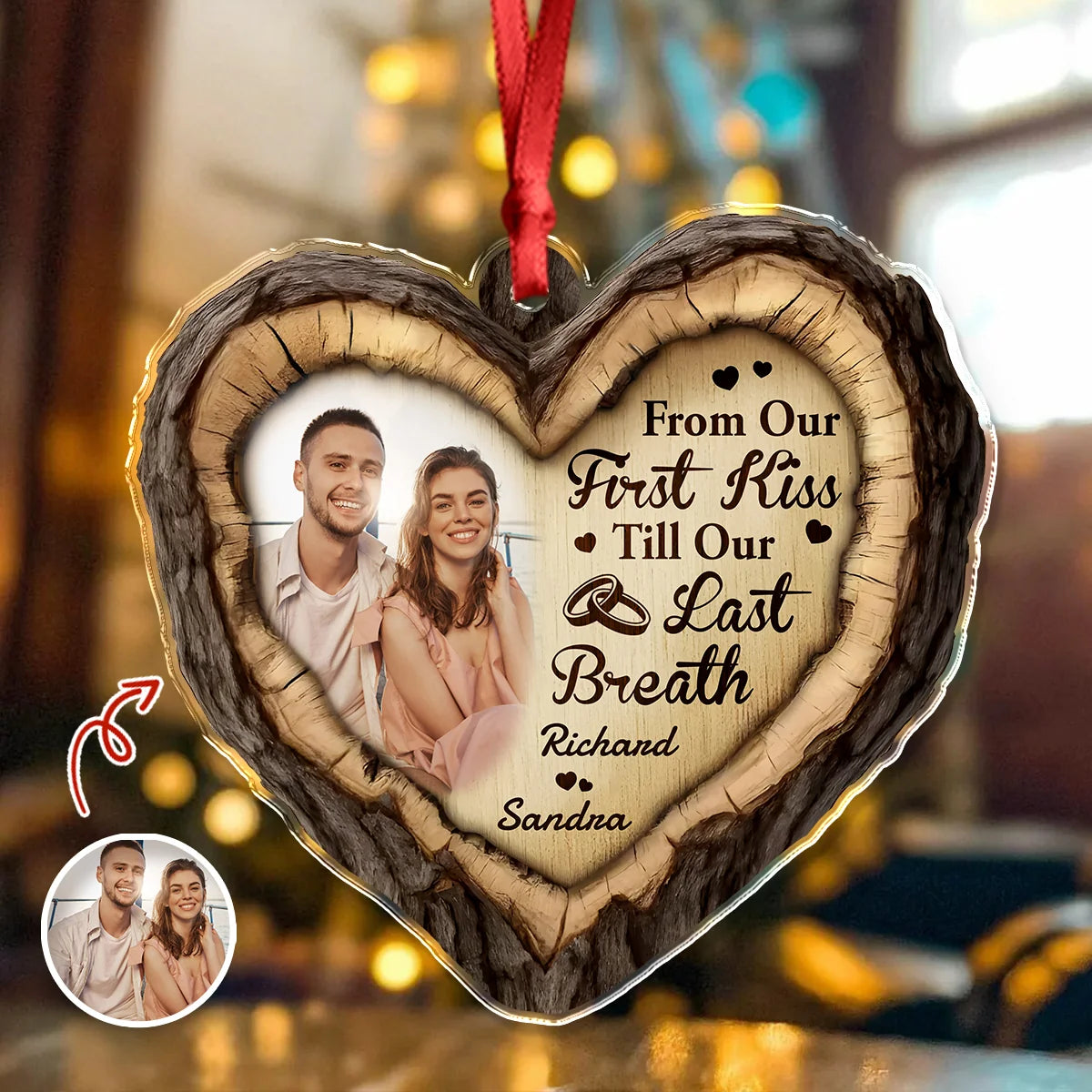 "From Our First Kiss Till Our Last Breath" Personalized Acrylic Ornament - Custom Anniversary Christmas Keepsake for Couples