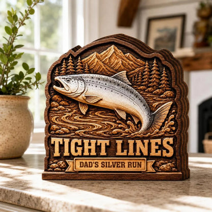 Tight Lines Personalized Wooden Fish Block - Custom Fishing Gift for Anglers