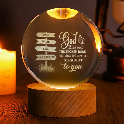 Custom God Blessed The Broken Road Crystal Night Light for Wife