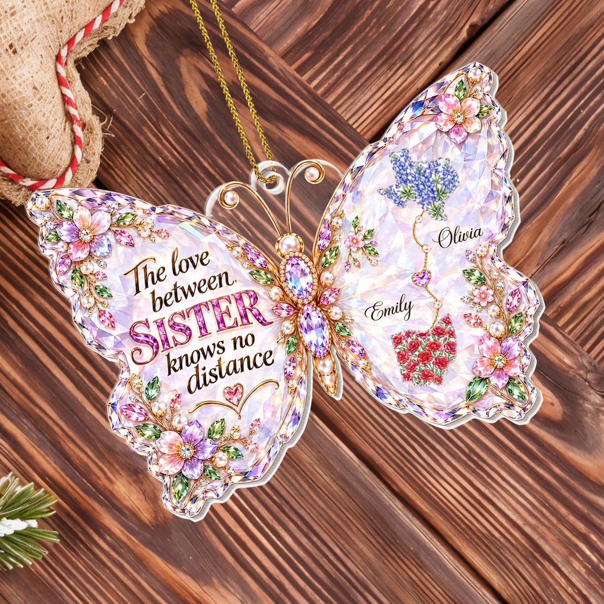 The Love Between Sisters Knows No Distance - Personalized Sister Acrylic Ornament