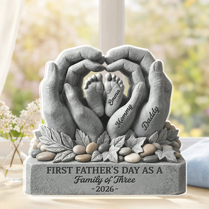 First Mother's Day as a Family of Three - Personalized New Mom Acrylic Plaque Keepsake