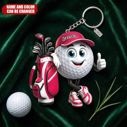 Personalized Golf Ball Acrylic Keychain - Custom Name Gift for Golf Lovers