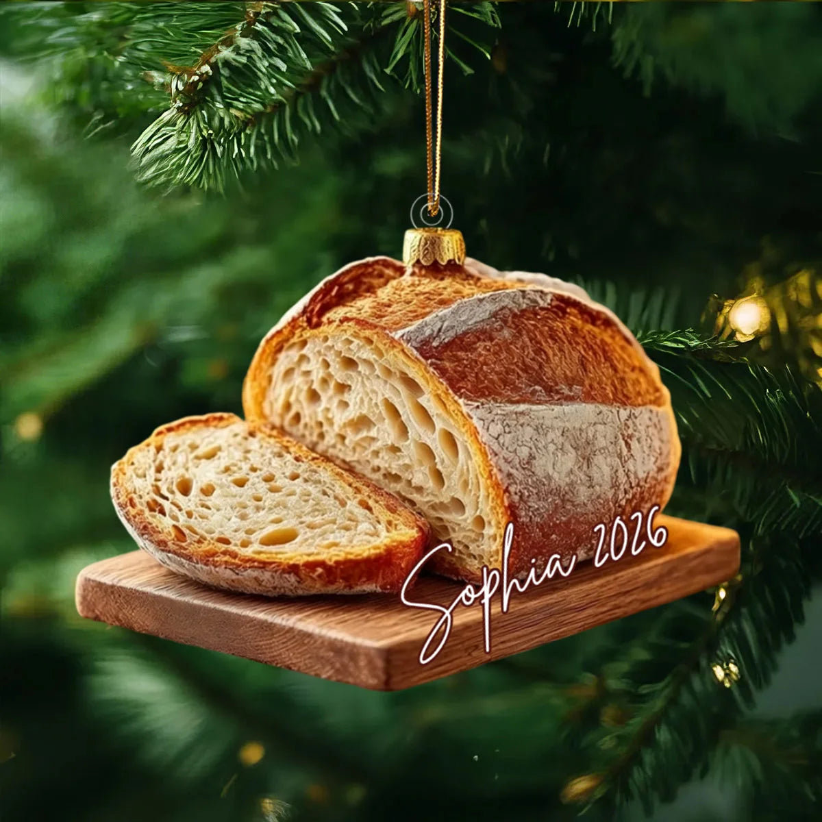 Personalized Sourdough Bread Christmas Acrylic Ornament - Custom Name Keepsake Gift for Bakers