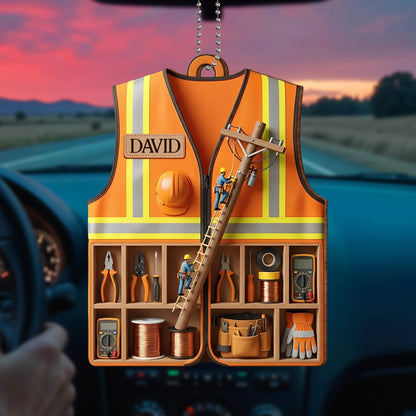 Custom Safety Vest And Tools Ornament