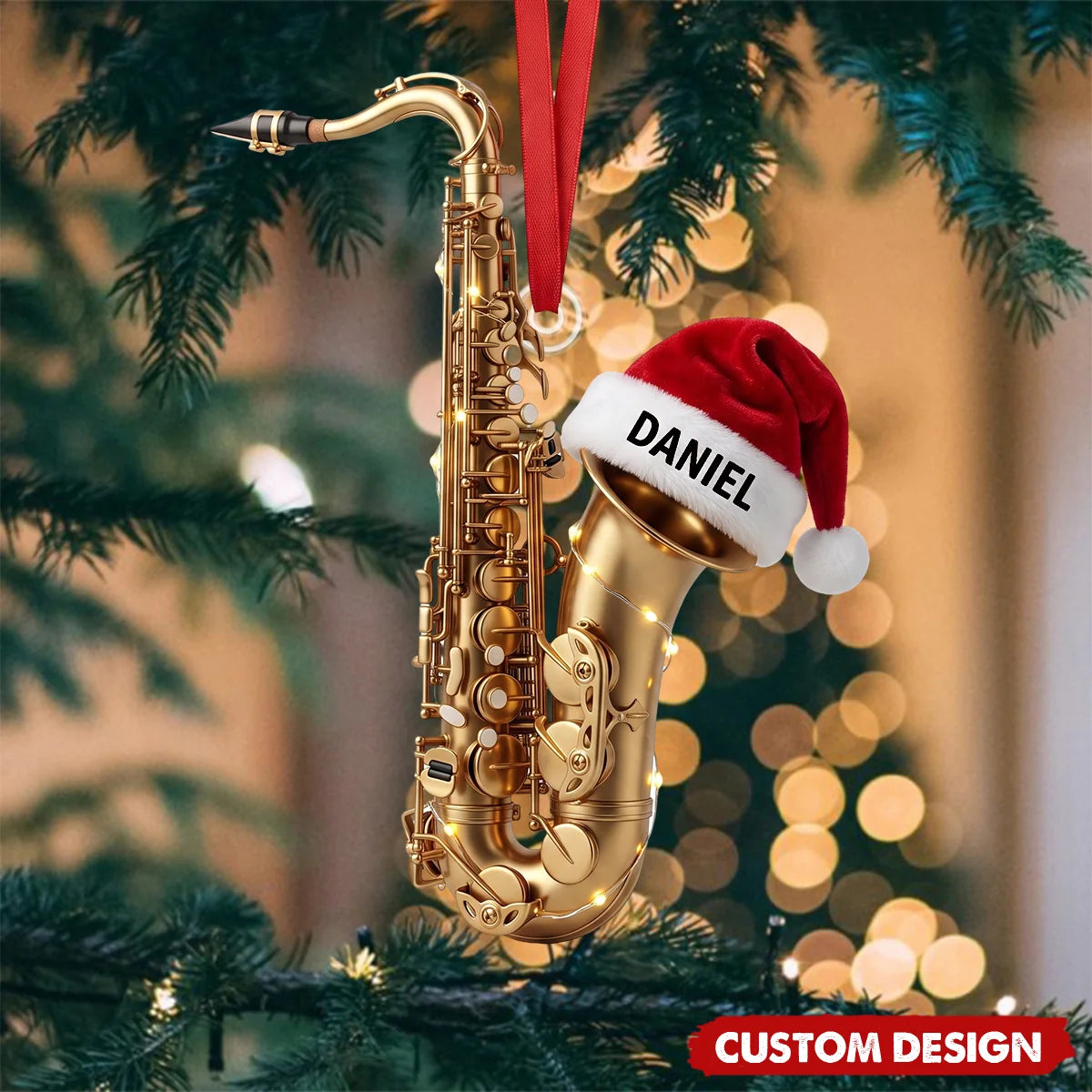 Personalized Saxophone Christmas Ornament - Custom Musician Acrylic Keepsake Gift for Band Player