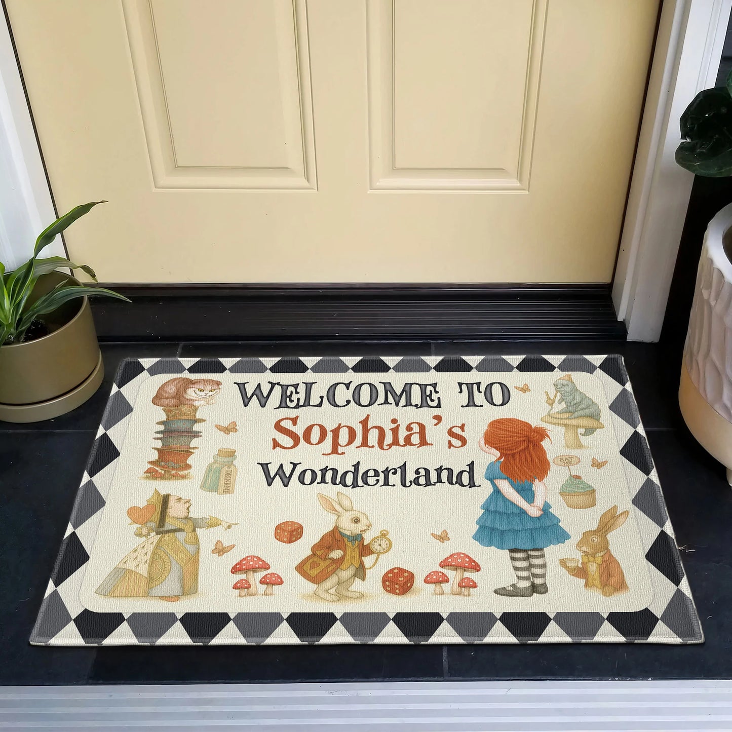 "Welcome To My Wonderland" - Personalized Storybook Doormat for Kids & Grandkids
