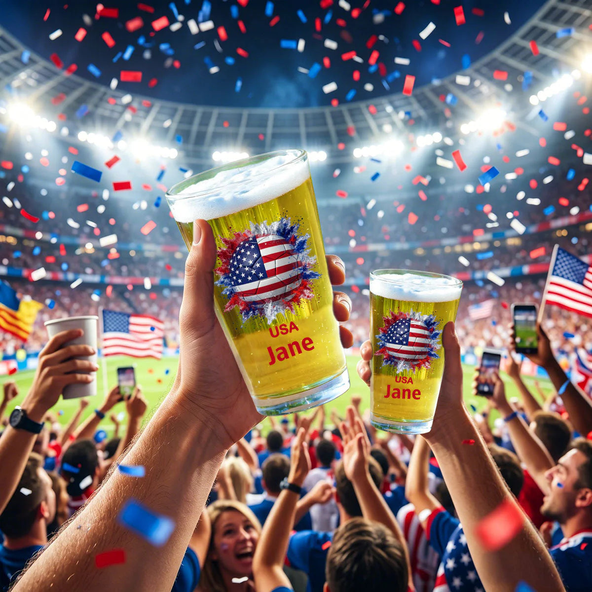 Tumbler material and size view - Custom Soccer Beer Glass