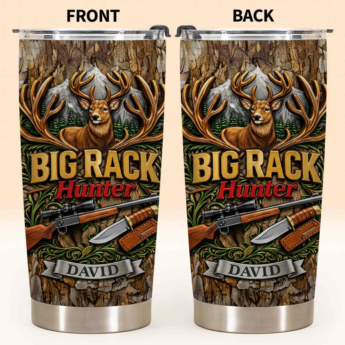 Big Rack Hunter Personalized Deer Hunting Tumbler - Custom Hunting Gift