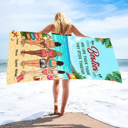 Towel material and size view - Custom Best Friends Beach Towel