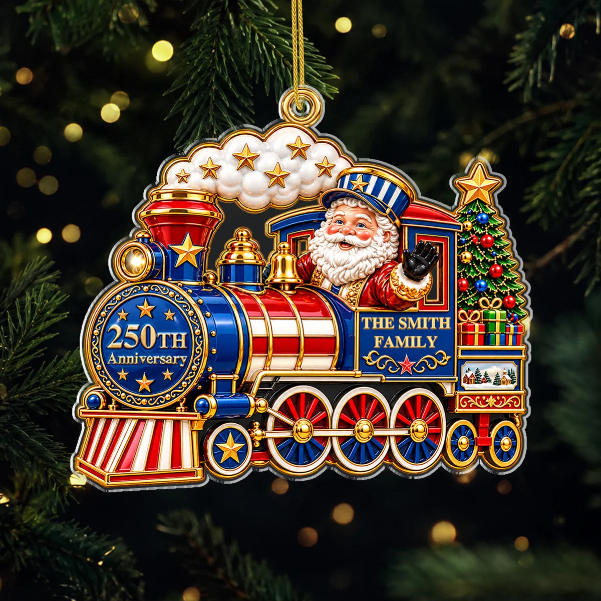Holiday Express Personalized Christmas Train Acrylic Ornament - Custom Holiday Keepsake for Family