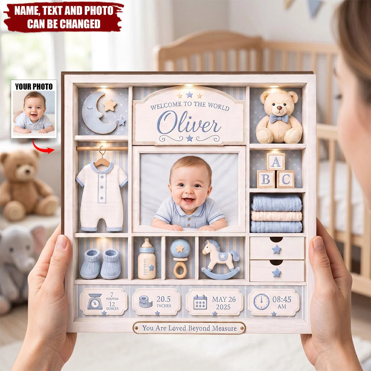 "Welcome to the World" Personalized Baby Wooden Block - Custom Keepsake Gift for New Mom