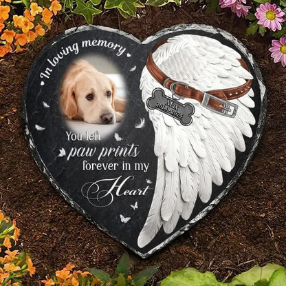 You Left Paw Prints Forever In My Heart - Personalized Pet Memorial Stone for Dog Lovers