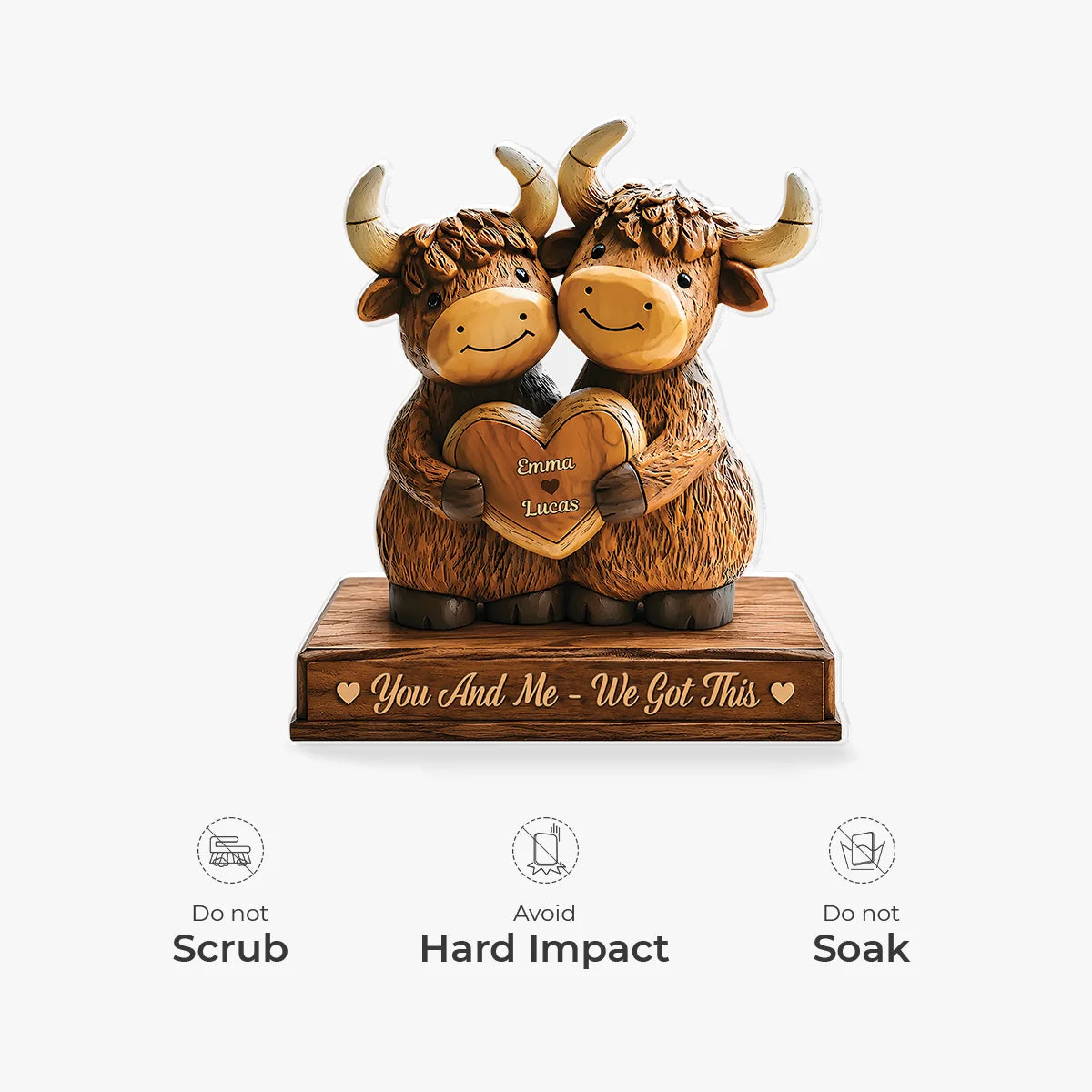 "You And Me - We Got This" Personalized Highland Cow Acrylic Plaque - Custom Couple Gift for Husband Wife Anniversary
