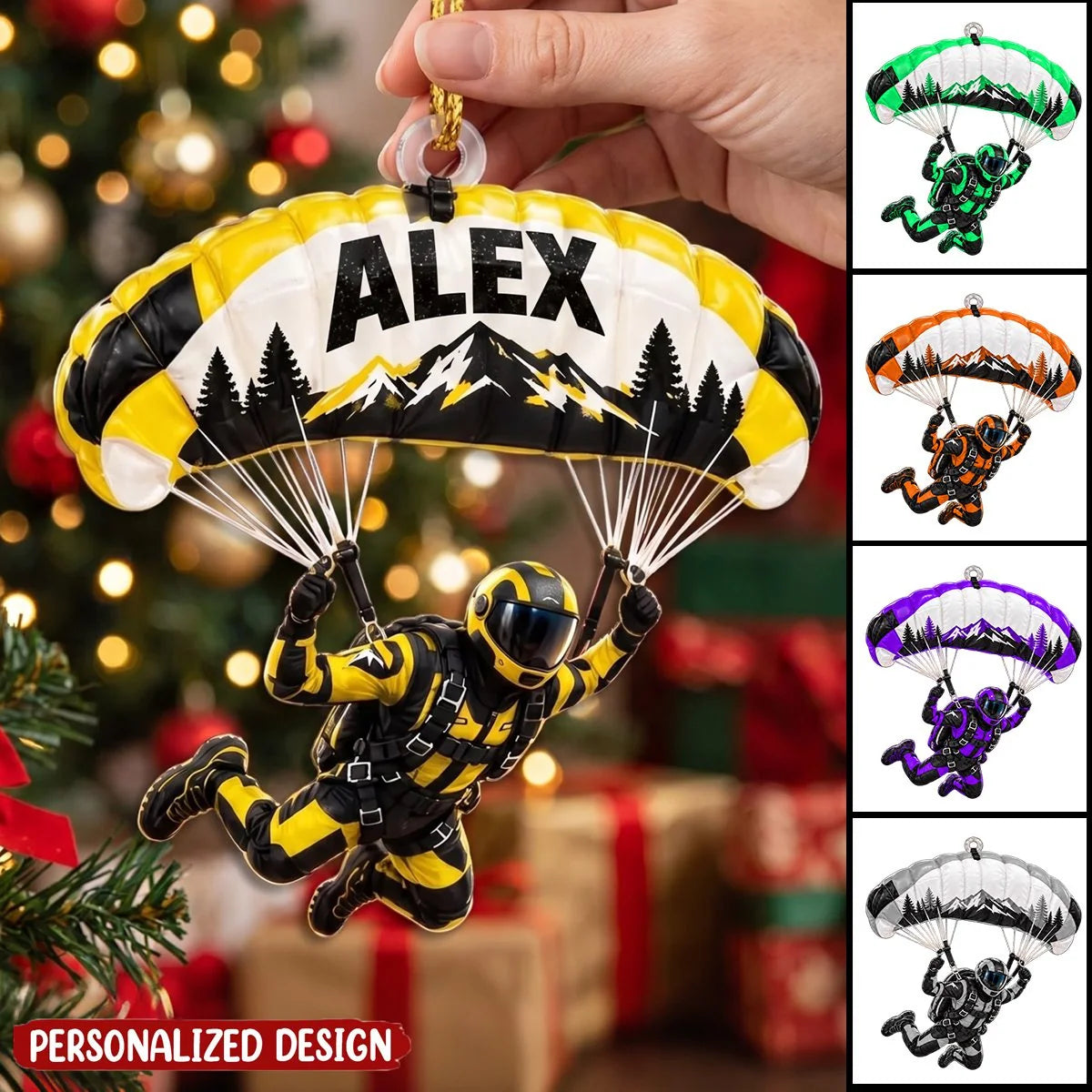 Personalized Skydiving Ornament - Custom Name Parachute Acrylic Christmas Keepsake Gift