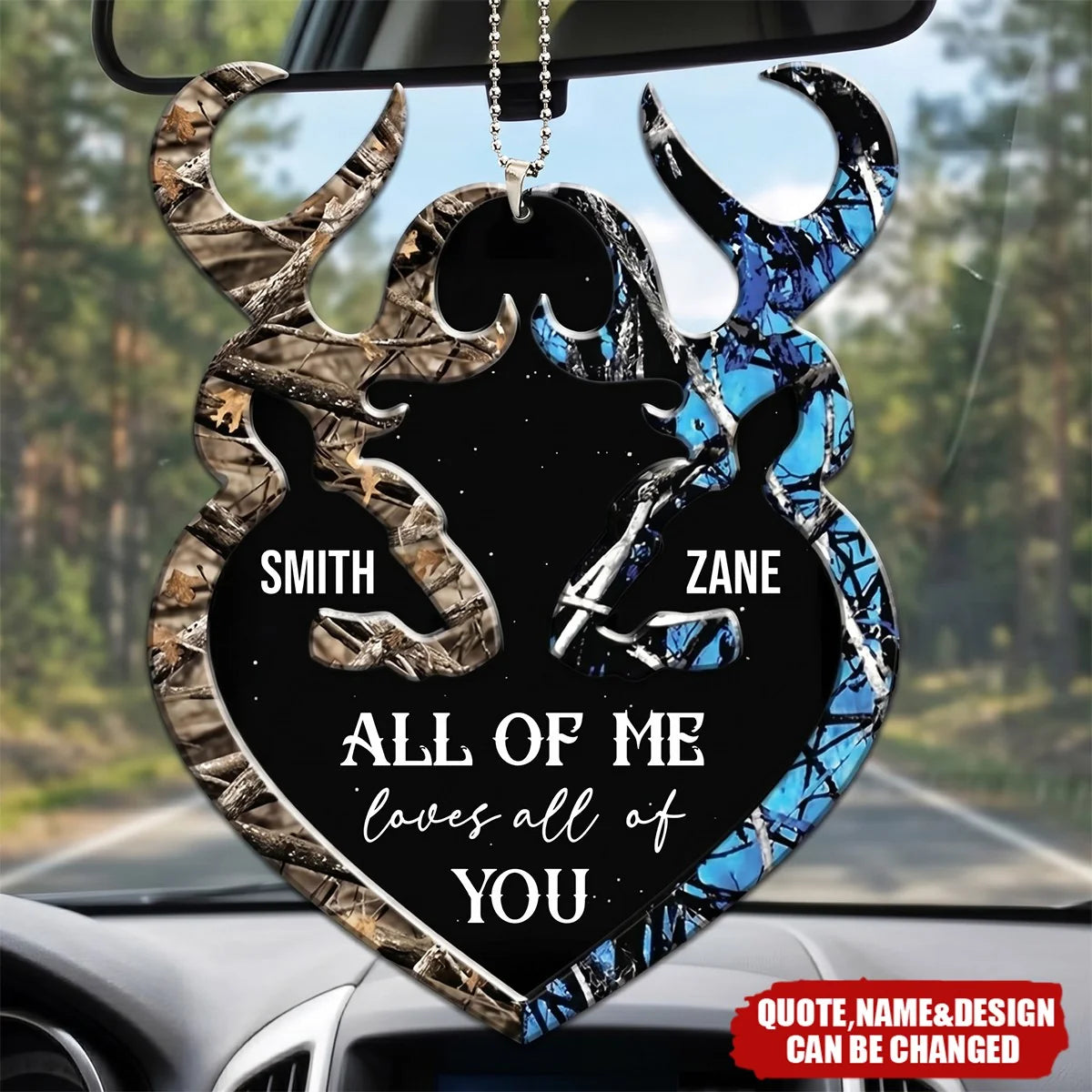 All of Me Loves All of You Personalized Camo Deer Acrylic Ornament - Couples Anniversary Gift
