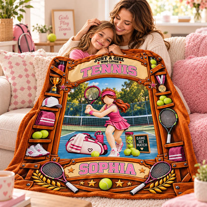 Custom Just A Girl Who Loves Tennis Blanket, Gift For Tennis Lovers L0411 Tm01 KL07