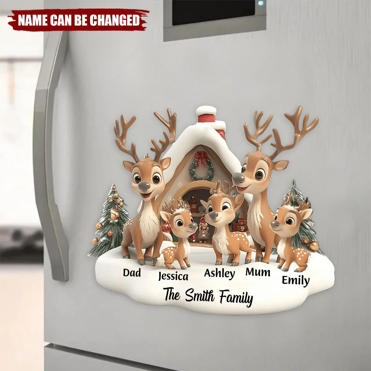 Custom Reindeer Family Decal - Personalized Christmas Holiday Sticker for Family Home Decor