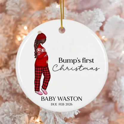 Bump's First Christmas Personalized Pregnant Mom Ceramic Ornament - Custom Gift for Expecting Mother