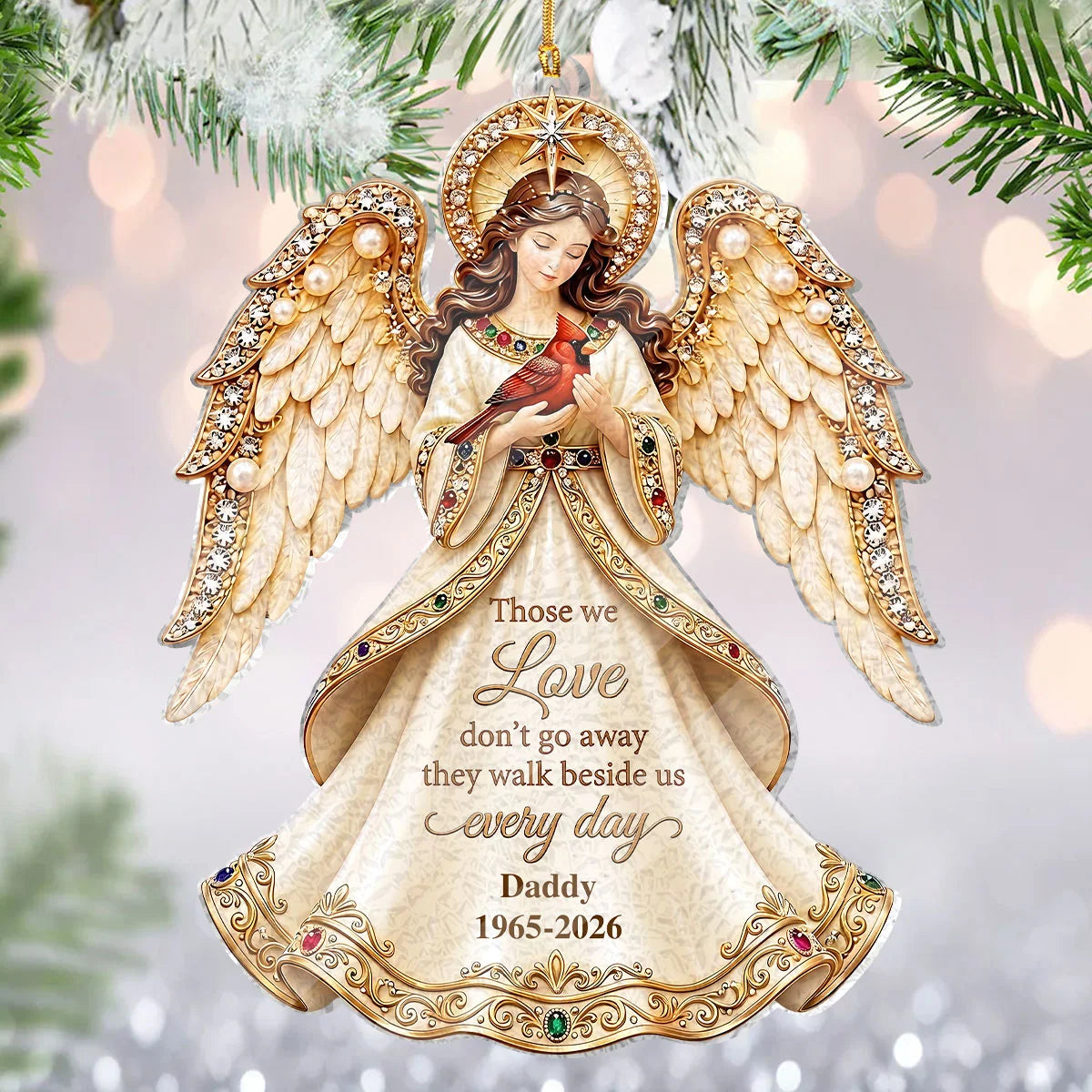 Those We Love Don't Go Away Personalized Memorial Angel Ornament - Custom Acrylic Keepsake Gift for Christmas