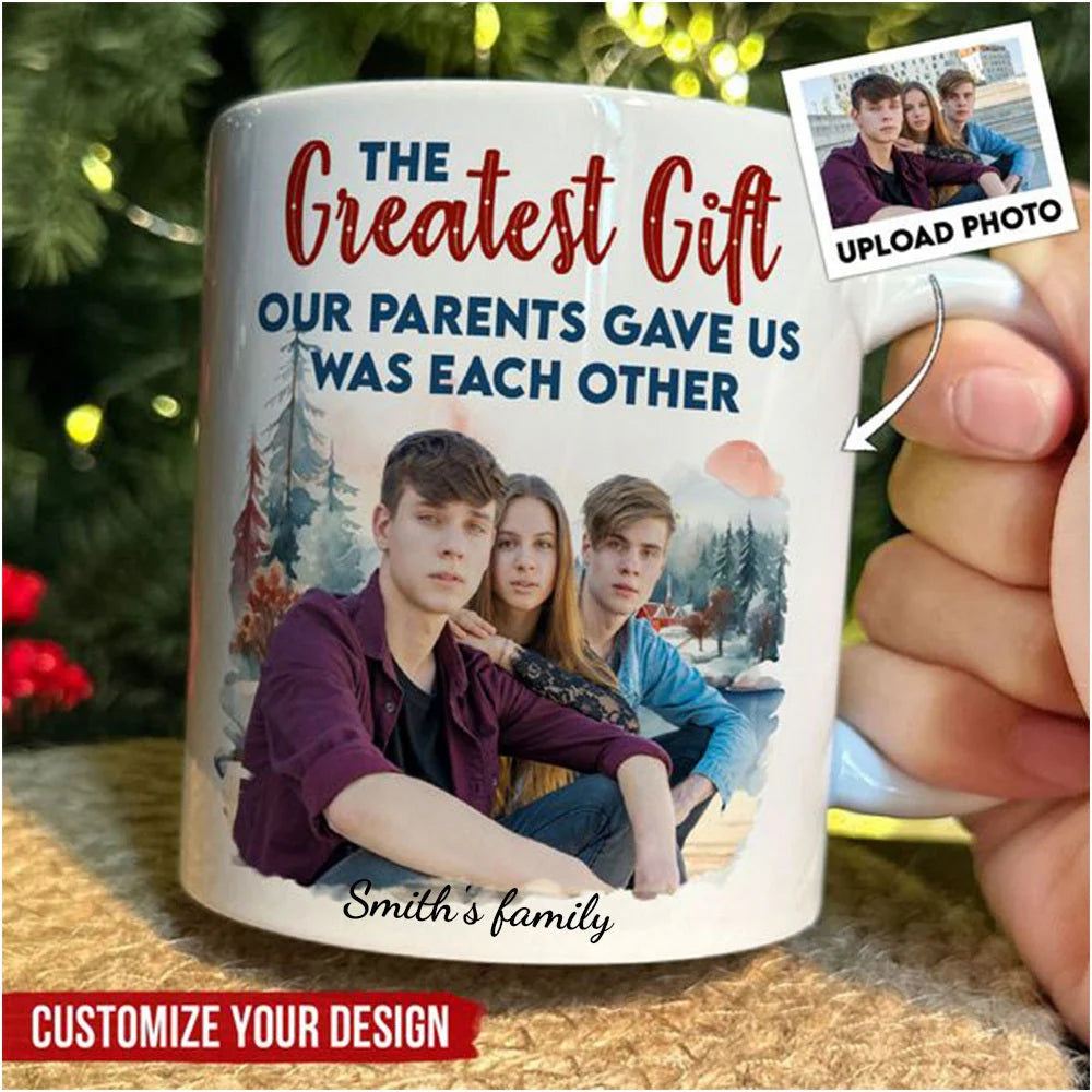 Custom Sibling Photo Mug personalization view for Mom