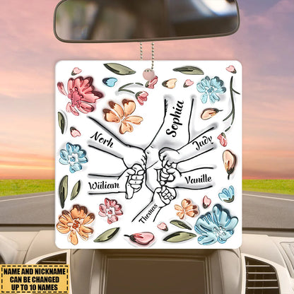 Hand In Hand Personalized Acrylic Car Ornament - Custom Keepsake Gift for Mom, Grandma