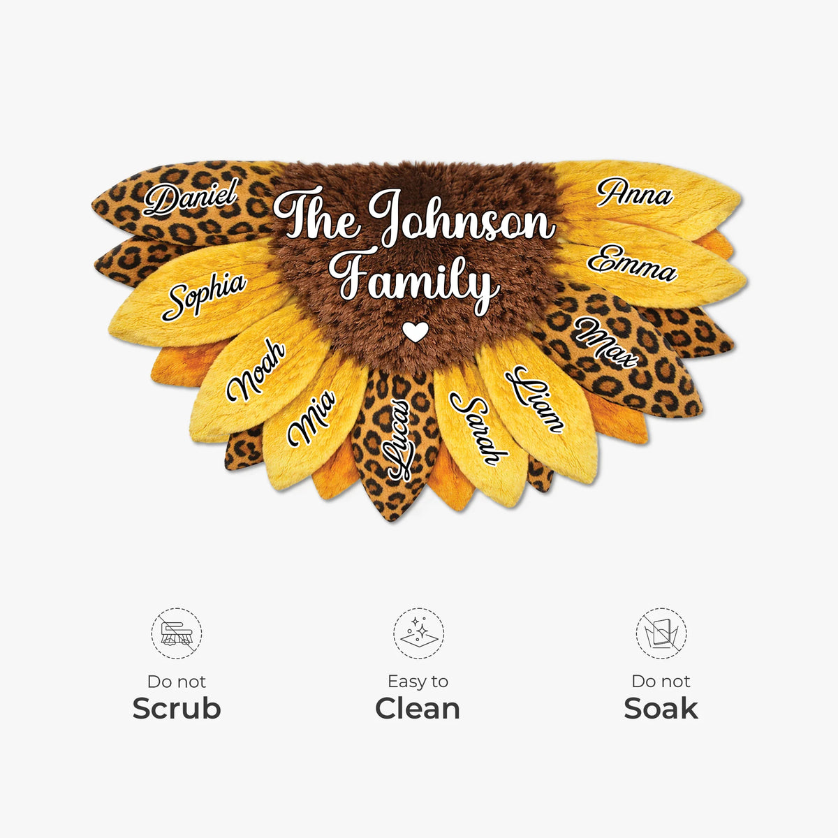 Custom Half Sunflower Shaped Doormat - Personalized Family Name Mat for New Home