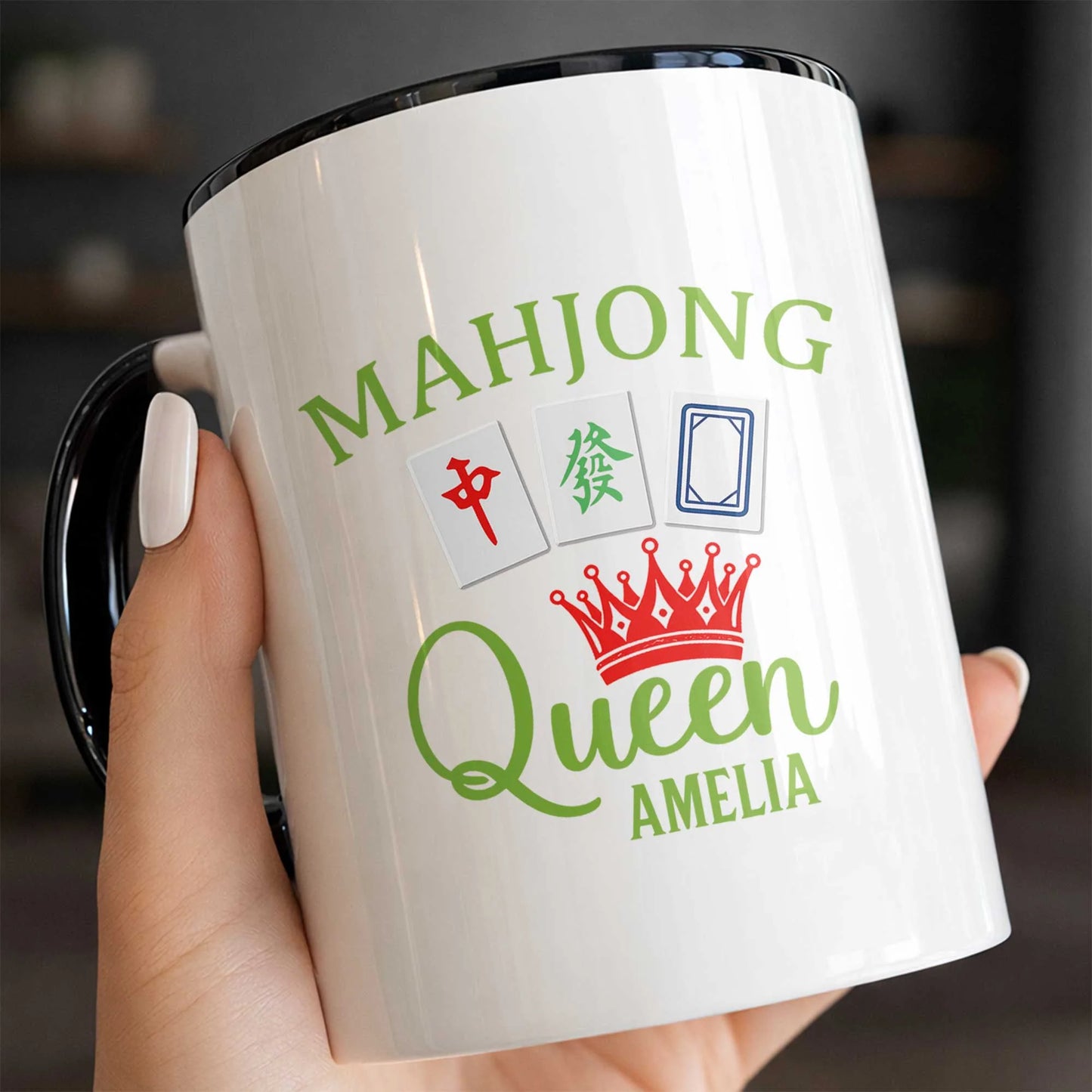 Personalized Mahjong Queen Mug for Mom with personalized design details for meaningful gifting image 9