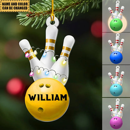 Custom Name Bowling Acrylic Ornament - Personalized Sports Christmas Keepsake Gift for Bowler