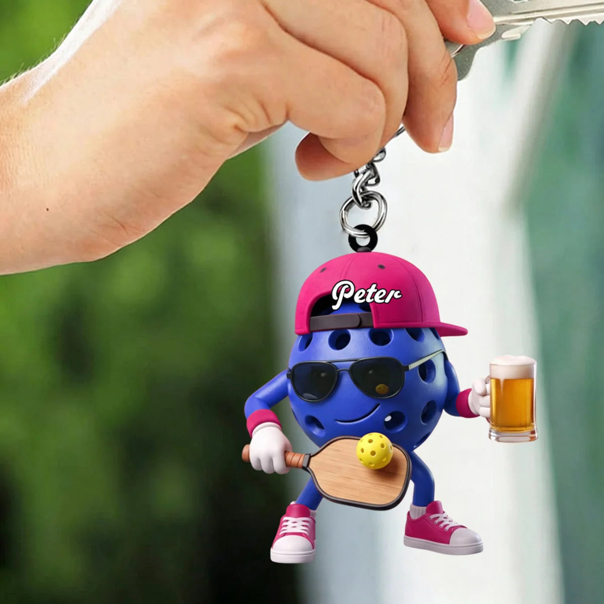 Personalized Pickleball Ball Mascot Keychain - Custom Name Gift for Players