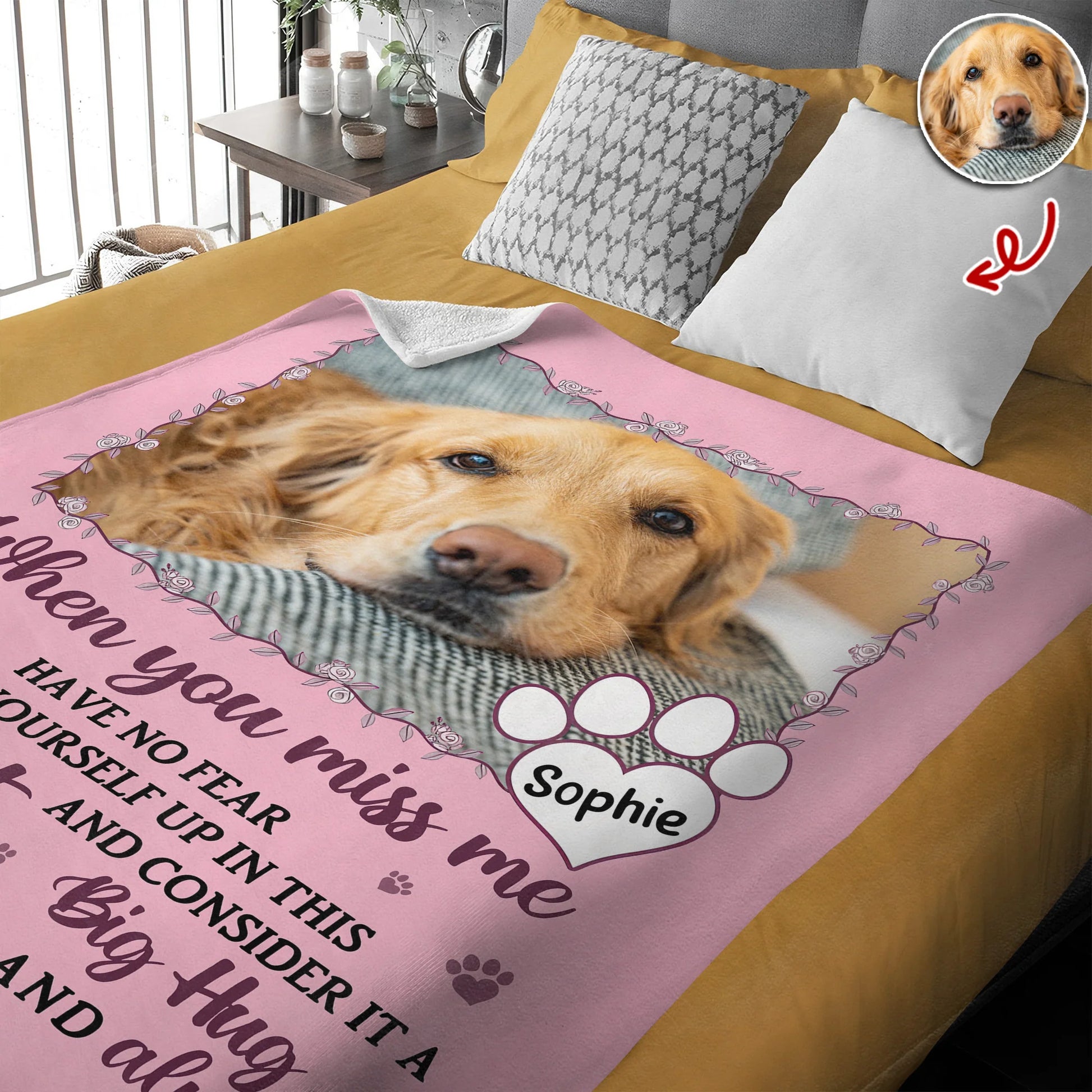 When You Miss Me Have No Fear - Personalized Pet Memorial Blanket for Dog and Cat Lovers