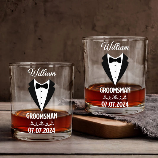 Personalized Groomsman Whiskey Glass for Bridesmaids / Groomsmen