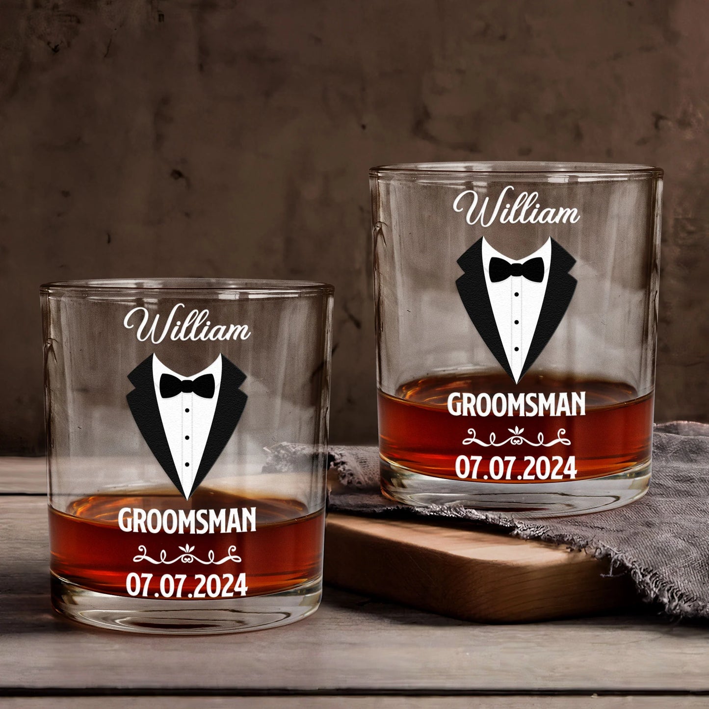 Personalized Groomsman Whiskey Glass for Bridesmaids / Groomsmen