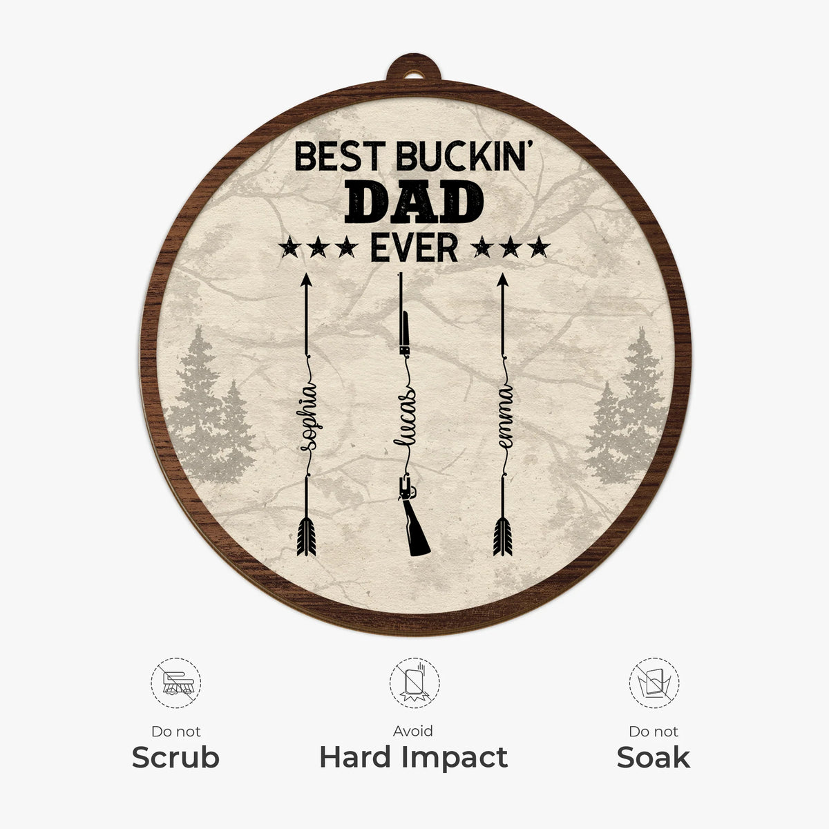 Best Buckin Grandpa Ever Personalized Wooden Ornament - Custom Hunting Gift for Dad