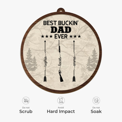 Best Buckin Grandpa Ever Personalized Wooden Ornament - Custom Hunting Gift for Dad