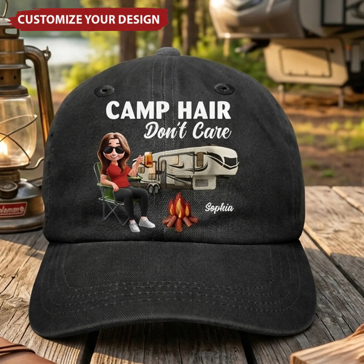 Personalized Camping Hat personalization view for Dad