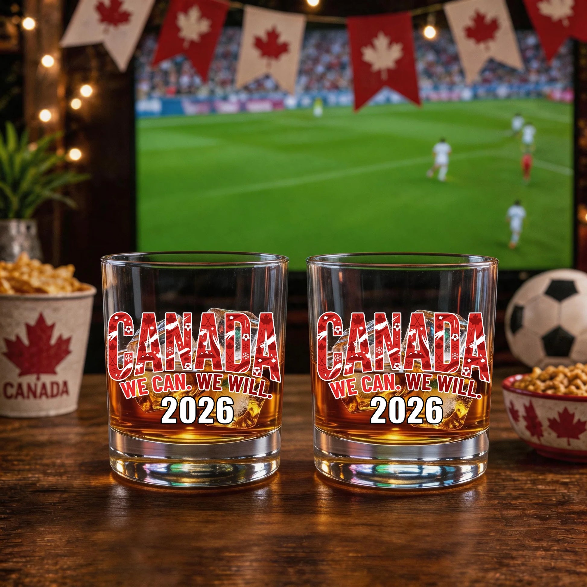 Tumbler material and size view - Custom 2026 Soccer Country Whiskey Glass