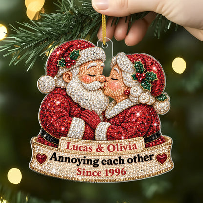 Growing Old Together Personalized Santa Couple Acrylic Ornament - Christmas Keepsake for Couples
