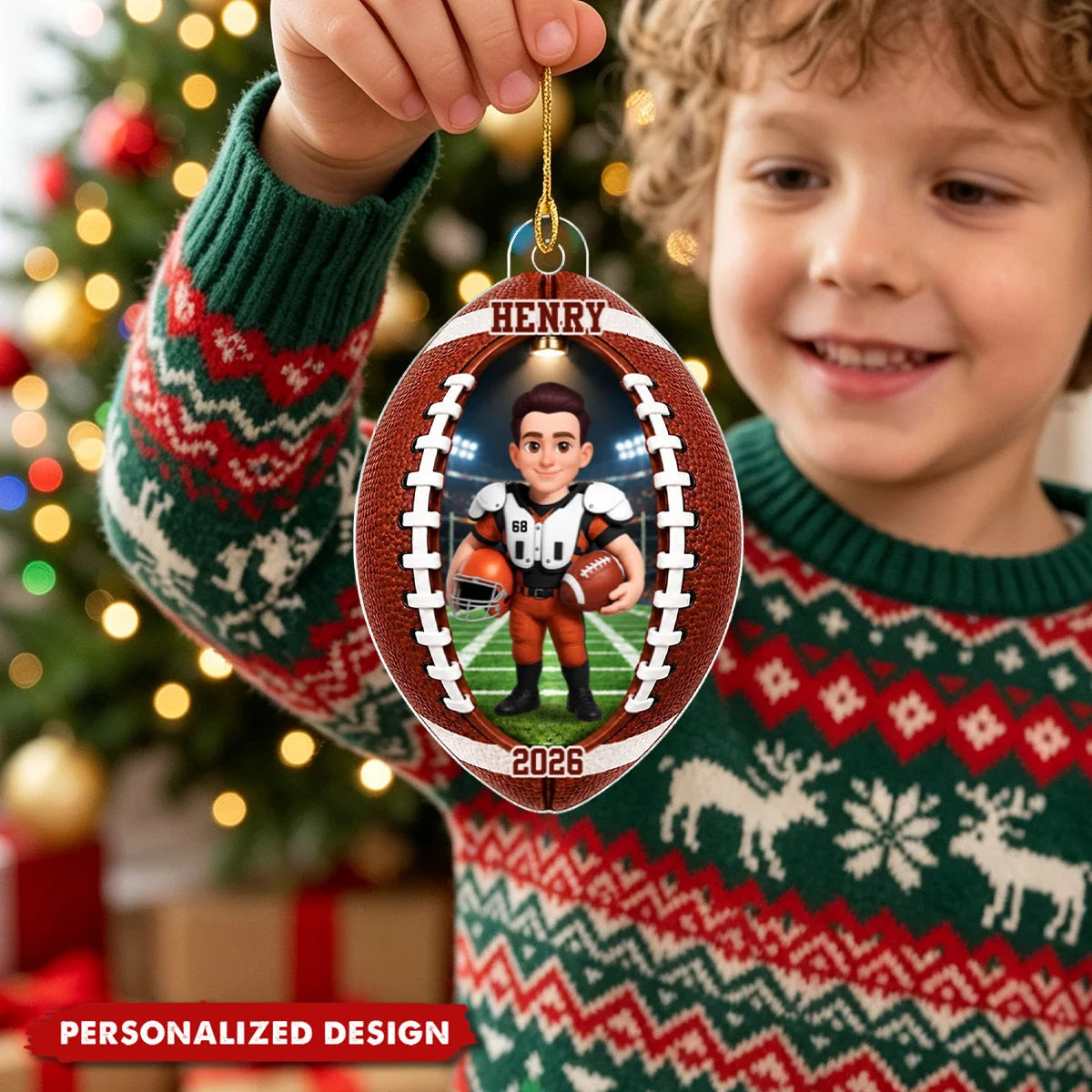 Personalized Football Player Acrylic Ornament - Custom Gift for Sports Fan